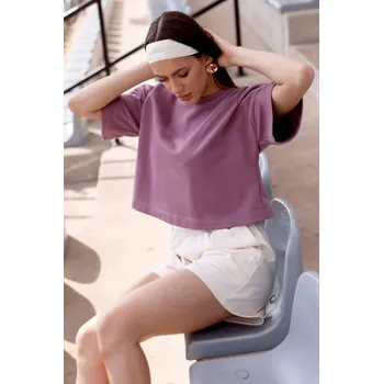 Dámská mikina Crop mikina s krátkým rukávem B294 Barva: Vřesová, Velikost: 2XL/3XL