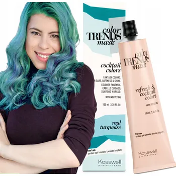 Vlasová regenerace Kosswell Color Maska tónovací na vlasy Tyrkysová
