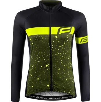 Cyklistika Force SPRAY LADY army-fluo dámský cyklodres - dl. rukáv L
