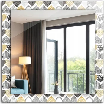 Zrcadlo Čtvercové moderní zrcadlo s krásnou grafikou Barevná Srdíčka 60 x 60 cm