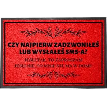 Rohožka VSTUPNÍ ROHOŽKA PŘED DVEŘE MONOCHROM ČERVENÁ CZY NAJPIERW ZADZWONIŁEŚ