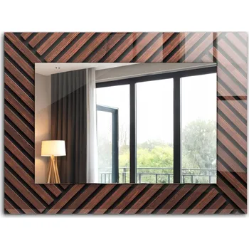 Zrcadlo Stylové Zrcadlo Glamour Moderní Loft XXL 80x60 cm Dřevěné lišty zkosené
