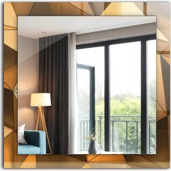 Zrcadlo Dekorativní designové zrcadlo závěsné loft Zlaté geometrické 60x60