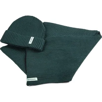 Módní doplněk Škoda Set čepice a šála emerald
