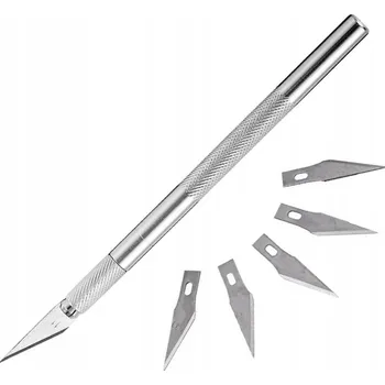 Pracovní nůž SKALPEL NŮŽ PRO APLIKACI FÓLIÍ PŘESNÝ, OSTRÝ MODELÁŘSKÝ NŮŽ + 5 ČEPELÍ