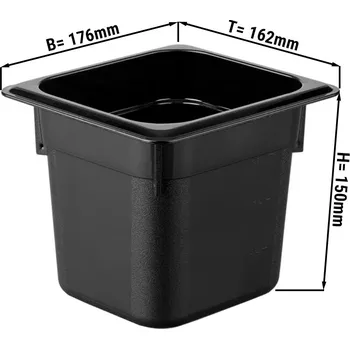Dóza na potraviny G.Gastro Polykarbonátová GN nádoba 1/6 - černá - hloubka 150 mm