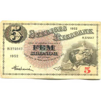 ŠVÉDSKO. 5 kronor 1952. Pi. 33ai.