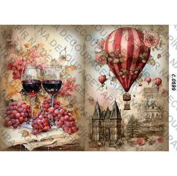Umělecký papír Rýžový a soft papír na decoupage - Vintage srdce - KB0599 Materiál: Soft, Rozměr: A4