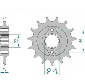 Nářadí na motocykly Řetězové kolo AFAM 52612-14
