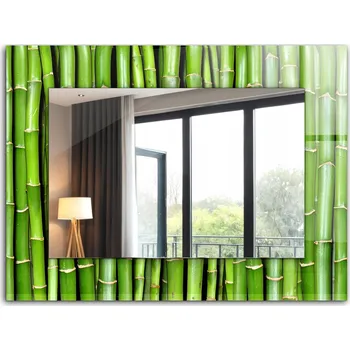 Zrcadlo Zrcadlo do koupelny ložnice obývacího pokoje s potiskem 80x60 Zelené stonky bambusu