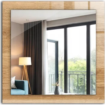 Zrcadlo Stylové Čtvercové Zrcadlo Glamour Moderní Loft Dřevo se strukturou 60x60 cm