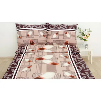 Povlečení Tegatex Povlečení krep - peří hnědé 70*90 cm, 140*200 cm