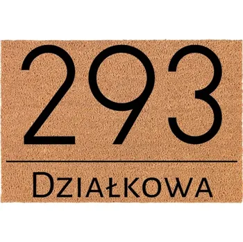 Rohožka Vstupní rohožka kokosová béžová 40x60 cm NUMER DOMU I ULICA