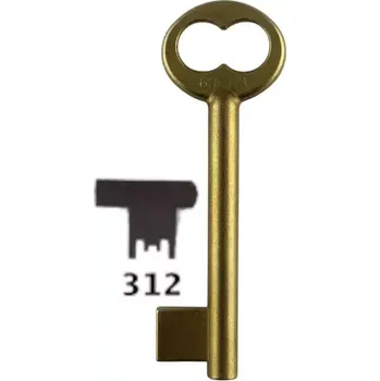 Klíč Klíč dózický široký předřezaný S312 6HOB3 mosazný