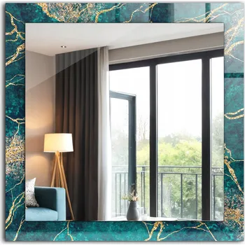 Zrcadlo Stylové Čtvercové Zrcadlo Glamour Moderní Loft Zelený mramor 60 x 60 cm