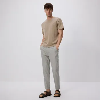 Reserved - Kalhoty regular fit se lnem - tmavě zelená - 5504L-79X - 5504L-79X-L