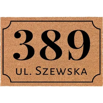 Rohožka KOKOSOVÁ VSTUPNÍ ROHOŽKA BÉŽOVÁ 40X60 ULICA I NUMER TWOJEGO LOKALU