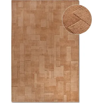 Koberec Koberec vlněný do obýváku 80x150cm, hnědý moderní 3D vzor