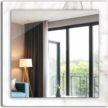 Zrcadlo Zrcadlo do koupelny ložnice obývacího pokoje s potiskem Bílý mramor vzor 60 x 60 cm