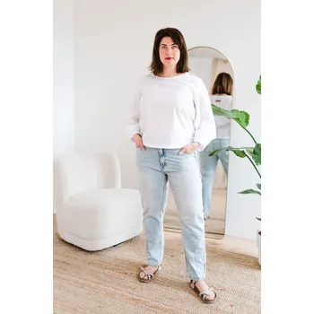 Dámská tunika Dámská bavlněná tunika POPLIN s balónovými rukávy bílá - TPORUBIM