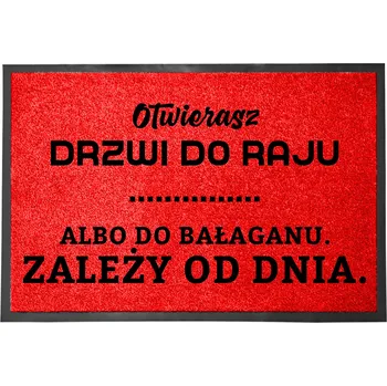 VCHODOVÁ ROHOŽKA ČERVENÁ KE DVEŘÍM RÁJ NEBO – ZÁLEŽÍ NA DNI