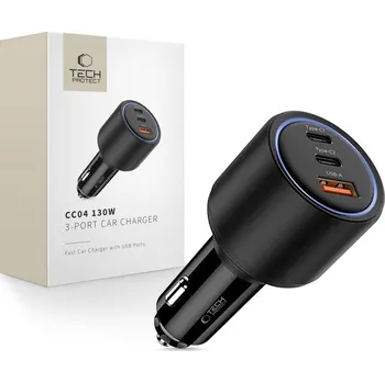 NABÍJEČKA DO AUTA TECH-PROTECT CC04 3-PORT CAR CHARGER PD130W BLACK