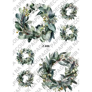 Umělecký papír Rýžový a soft papír na decoupage - Věneček jmelí - KB0696 Materiál: Soft, Rozměr: A4