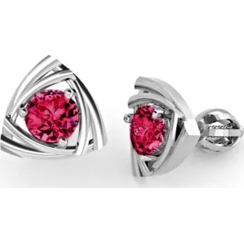 Šperk Couple, Peckové náušnice Triola, bílé zlato s&nbsp;červeným zirkonem, 585-66-3-0672.1B00.0.00.004.05