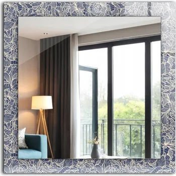 Zrcadlo Krásné čtvercové zrcadlo na zeď s potiskem, dekor Květinový vzor látky 60x60 cm