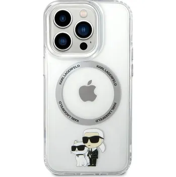 Notebook Karl Lagerfeld IML Karl and Choupette MagSafe Zadní Kryt pro iPhone 13 Pro Průhledná