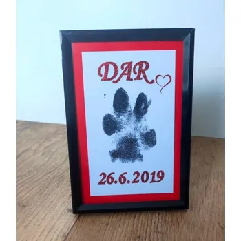 Rám na obraz Sada na otisky tlapičky s rámečkem Potisk: černá, Barva rámečku: černá, Podklad: černá