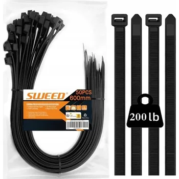 Organizace kabelů Hadicová spona Sweed 600mm x 8,8mm 50 kusů, silná a odolná