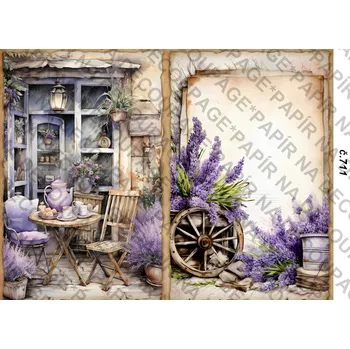 Umělecký papír Rýžový a soft papír na decoupage - Levandule vintage - KB0711 Materiál: Soft, Rozměr: A4