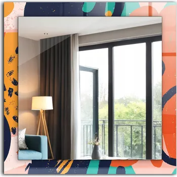 Zrcadlo Zrcadlo dekorativní závěsné na zeď Abstraktní barevná grafika 60x60