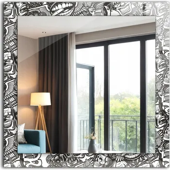 Zrcadlo Krásné čtvercové zrcadlo na zeď s potiskem dekoru Černobílé 60x60 cm