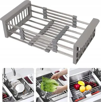 Obraz Teleskopický odkapávač do dřezu, ocelový košík