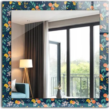 Zrcadlo Zrcadlo na zeď s potiskem do obývacího pokoje, koupelny, kuchyně Květiny a ovoce 60x60