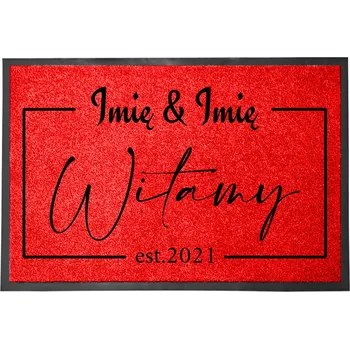 Rohožka VSTUPNÍ ROHOŽKA 40X60 ČERVENÁ DO DOMU BYTU WITAMY TWOJE IMIĘ