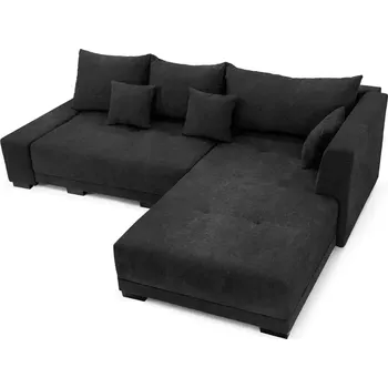 Sedací souprava Sofiland LaMASIA - černá - univerzální levá / pravá rohová pohovka - ve tvaru L s funkcí spaní a úložným prostorem