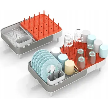 Organizace kuchyně Výsuvný odkapávač na nádobí s táckou na příbory