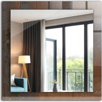Zrcadlo Stylové Čtvercové Zrcadlo Glamour Moderní Loft Módní rezavý kov 60x60 cm