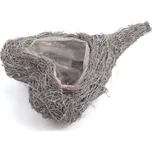 Šedé proutěné srdce 26 x 20 cm