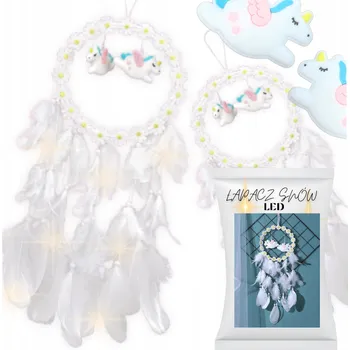 Lapač snů Lapač snů jednorożec pro děti makramé ozdoba peří bílá dekorace dárek