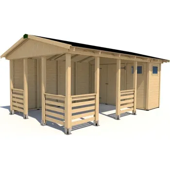 Zahradní altán Dřevěný zahradní altán s terasou A3355 AAX s boční stěnou (Dřevěný zahradní altán)