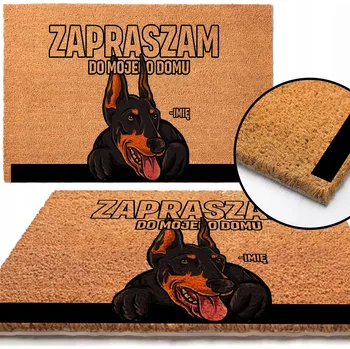 KOKOSOVÁ ROHOŽKA S DOBERMANEM A NÁPISEM ZAPRASZAM DOMU