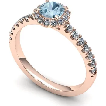 Prsten Prsten s přírodním akvamarínem a diamanty PZB20072 Materiál: Červené zlato 14kt, Velikost: 57