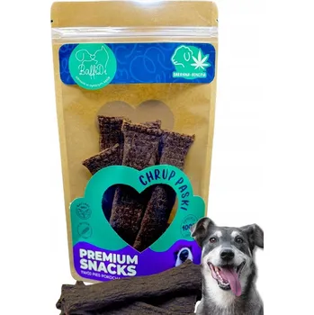 Pamlsek pro psa Psí pamlsek ChrupPaski pro psy - jehněčí s konopím 100g BaffiDi