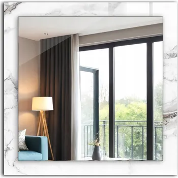 Zrcadlo Čtvercové moderní zrcadlo s krásnou grafikou - Vzor bílého mramoru 60x60 cm