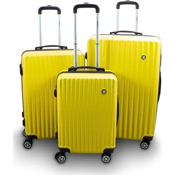 Cestovní kufry sada XL L M tvrdé skořepiny kolečka 360° číselný zámek ŽLUTÁ