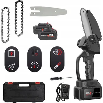 Motorová pila 4" AKU ŘETĚZOVÁ PILA MINI PILA 48V SE 2 AKU BATERIEMI PILA NA VĚTVE